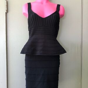 Black Peplum Sexy Stretchy Dress Size 6 Nasty Gal